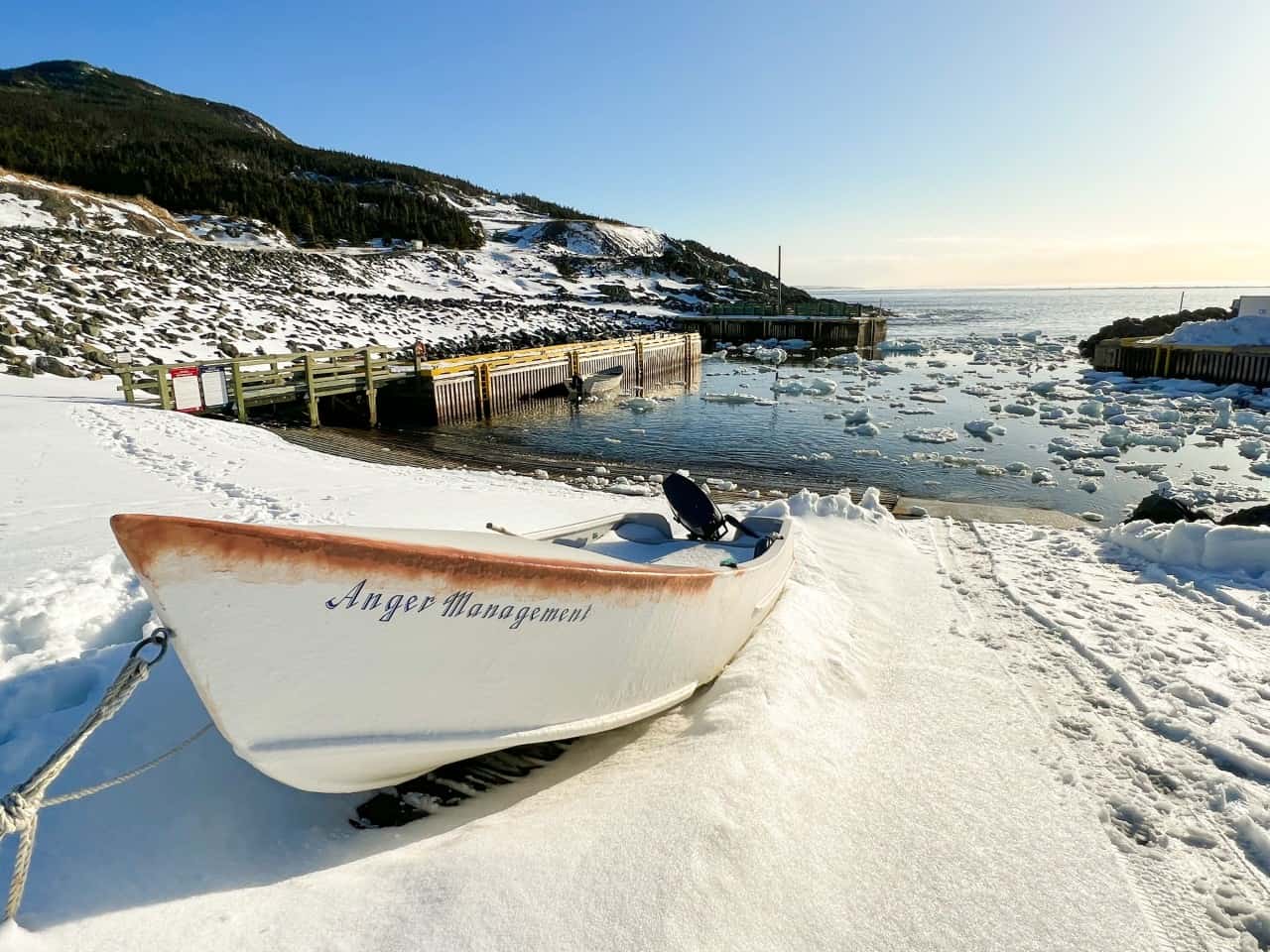 Fishing boats have unique names in Newfoundland and Labrador Canada - This boat was called Anger Management and I couldn’t help but laugh.  Newfoundlanders are traditionally known for their sense of humour.