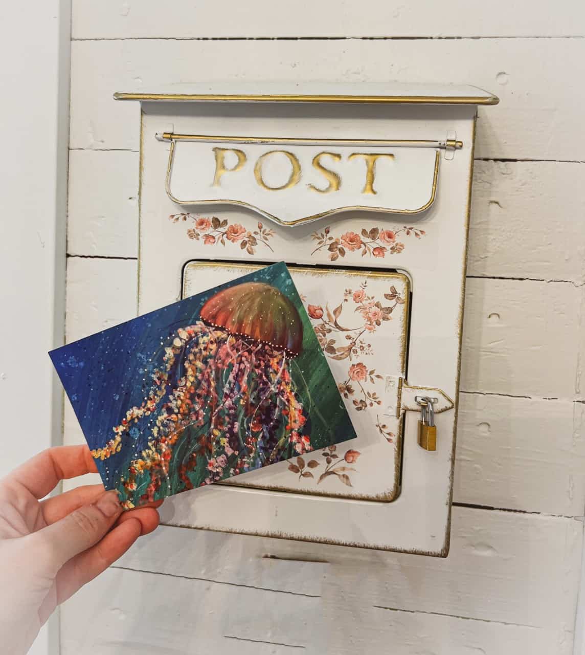 Send a designer post card from the Wade House Airbnb  - Owner, Paulette, is also an amazing artist. In fact, she designed this beautiful jellyfish postcard! I slipped it inside the post box and it got delivered to my brother and sister in law last week!